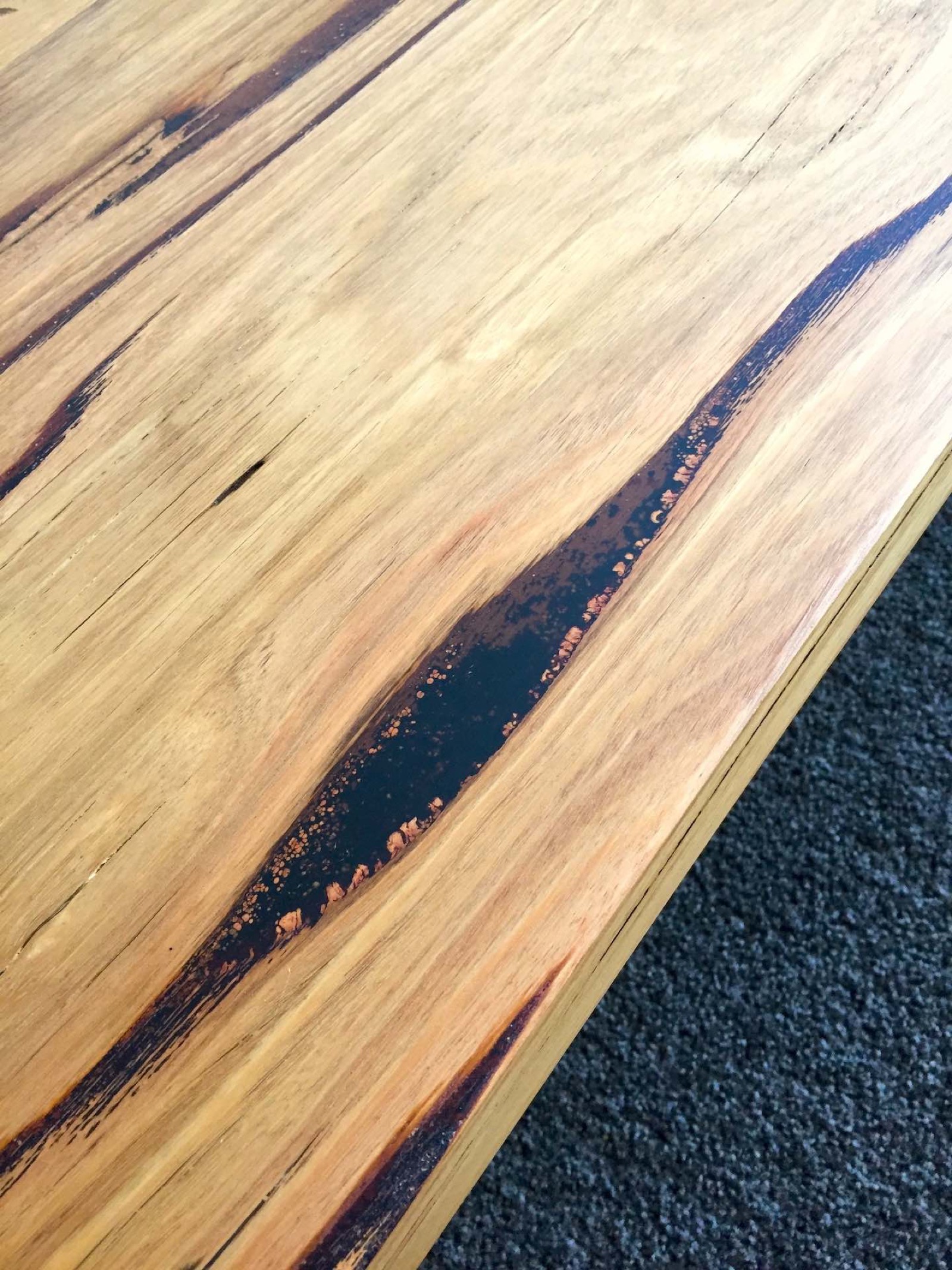 Resin-fill timber tabletop